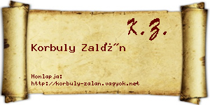 Korbuly Zalán névjegykártya